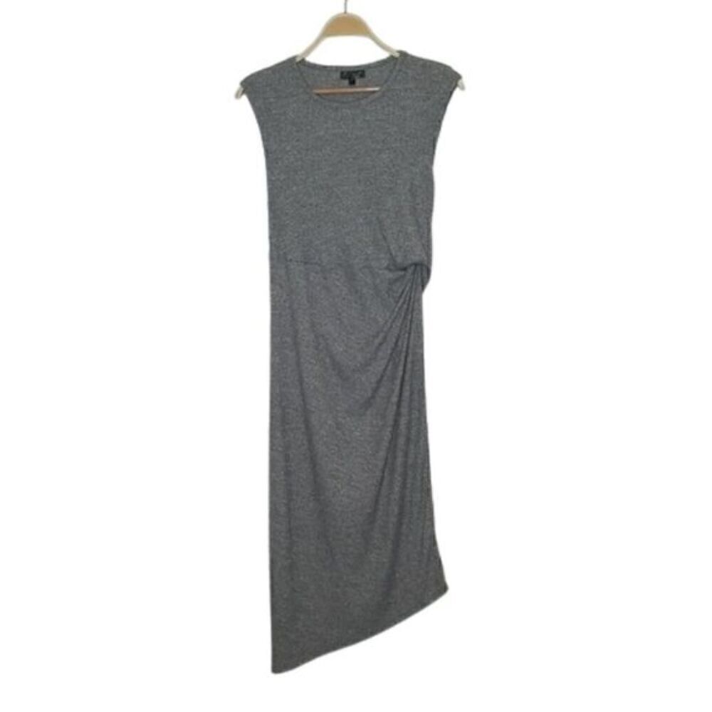 Topshop Gray Stretchy Ribbed Knit Midi Dress